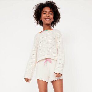 Old Navy || Girls' *2-PIECE* Embroidered Sweater-Knit Shorts + Sweater